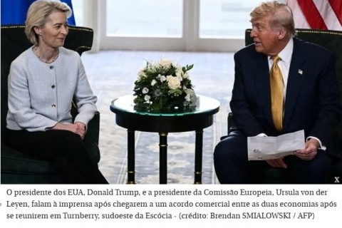 Trump anuncia acordo com União Européia e reforça que tarifaço não será adiado